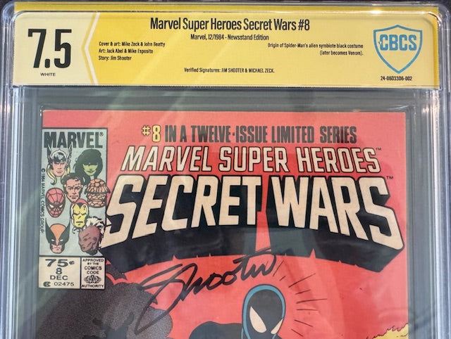 Marvel Super-Heroes Secret Wars #8 CBCS 7.5 Signed - Newstand