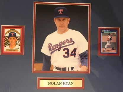 Nolan Ryan baseball memorabilia framed picture with Baseball Cards - Double Back Comics and Collectibles